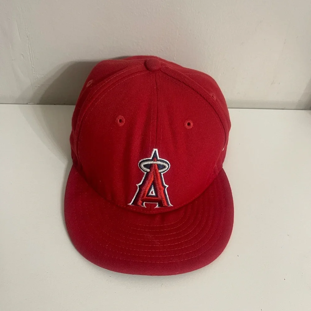 VTG Los Angeles Angels New Era Official Red Kids Baseball‎ Cap Size 7 3/8